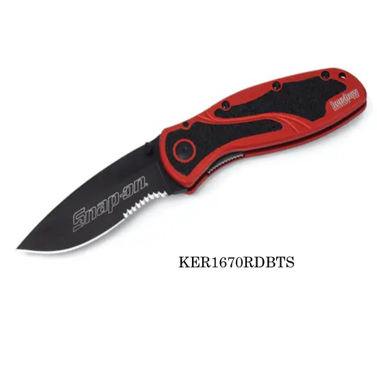 Snapon-General Hand Tools-KER1670RDBTS Lock Back Blur Red/Black Serrated